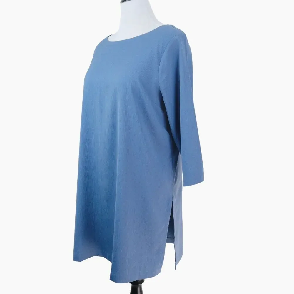 J Jill Size L Wearever Easy Care Boat Neck Tunic Top Moonlit Sky Blue